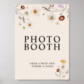 Boho Wildflower Fotohouding Trouwbord  Poster (Voorkant)