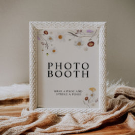 Boho Wildflower Fotohut Huwelijksteken  Poster