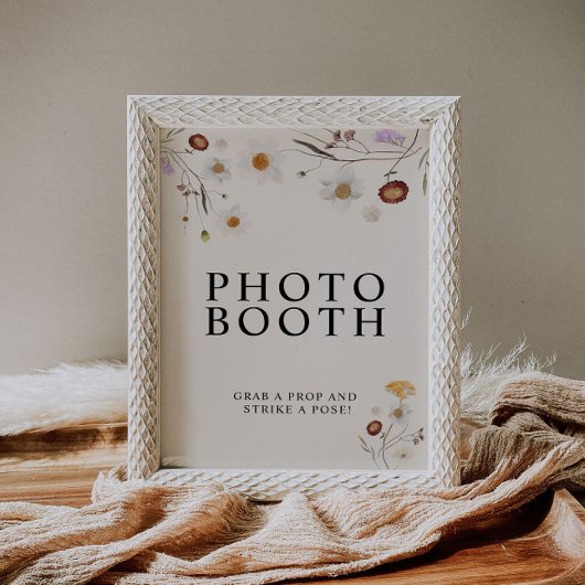 Boho Wildflower Fotohut Huwelijksteken Poster