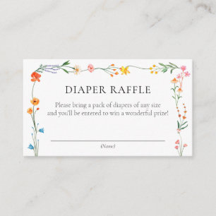 Boho Wildflower Garden Baby shower Luier Raffle Informatiekaartje