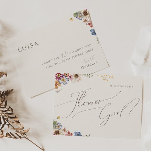 Boho Wildflower Garden | Beige Bloemenmeisje Kaart