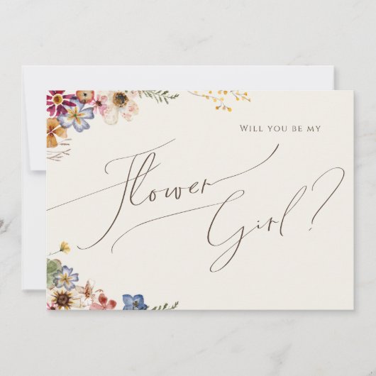 Boho Wildflower Garden | Beige Bloemenmeisje Kaart (Voorkant)