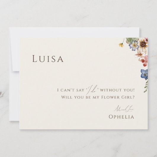 Boho Wildflower Garden | Beige Bloemenmeisje Kaart (Achterkant)