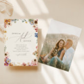 Boho Wildflower Garden Beige Foto Casual huwelijk Kaart