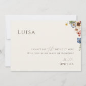 Boho Wildflower Garden | Beige Maid of Honor Kaart (Achterkant)