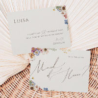 Boho Wildflower Garden | Beige Maid of Honor Kaart