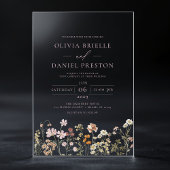 Boho Wildflower Garden Blush Pink Wedding Acryl Uitnodigingen