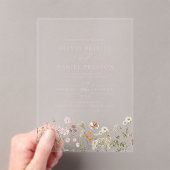 Boho Wildflower Garden Blush Pink Wedding Acryl Uitnodigingen (Insitu (Draagbaar))