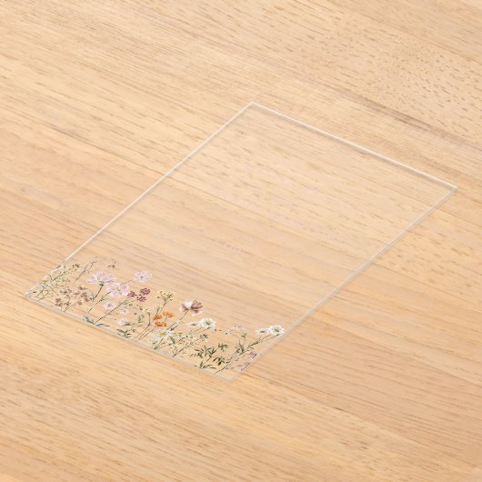 Boho Wildflower Garden Blush Pink Wedding Acryl Uitnodigingen (Laagn)