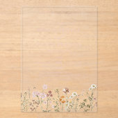 Boho Wildflower Garden Blush Pink Wedding Acryl Uitnodigingen (Voorkant)