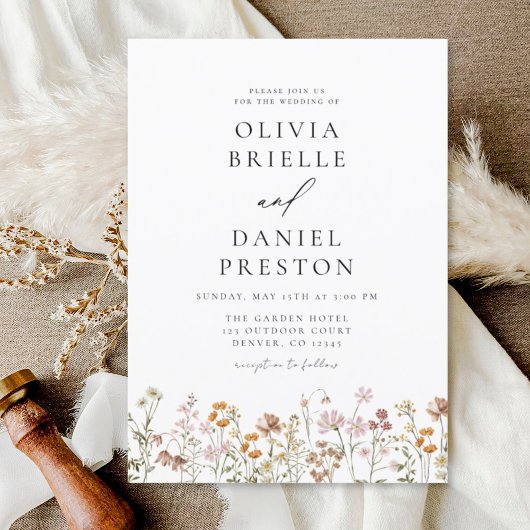 Boho Wildflower Garden bruiloft uitnodigingen
