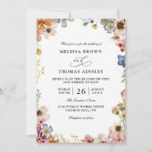 Boho Wildflower Garden Budget QR Code Wedding Kaart (Voorkant)