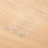 Boho Wildflower Garden Charcoal Grey Wedding Acryl Uitnodigingen (Laagn)