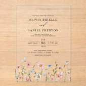 Boho Wildflower Garden Floral Wedding Acryl Uitnodigingen (Voorkant)