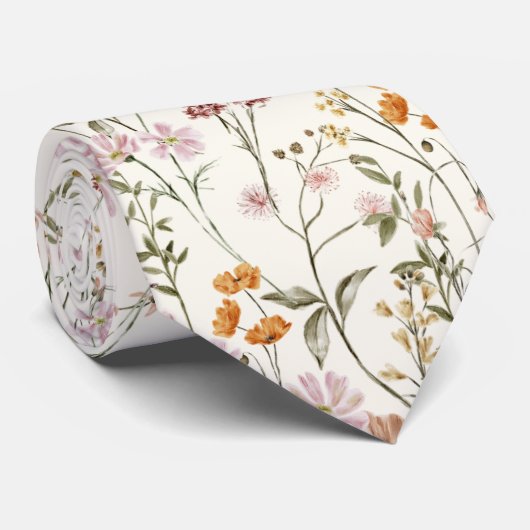 Boho Wildflower Garden Flowers Spring Meadow Stropdas (Opgerold)