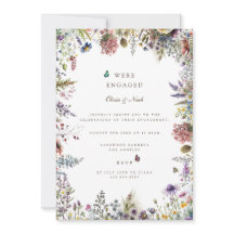Boho Wildflower Garden Verlovingsfeest Uitnodiging