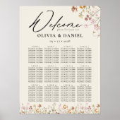 Boho Wildflower Garden Wedding Zitplaatskaart Poster (Voorkant)