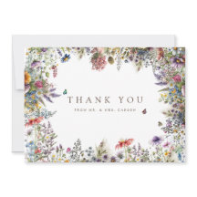 Boho Wildflower Garden White Dank u kaart