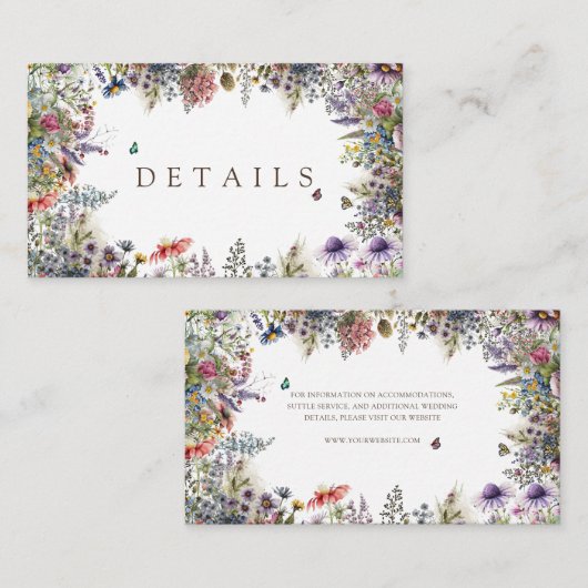Boho Wildflower Garden White Details Informatiekaartje (Voorkant / Achterkant)