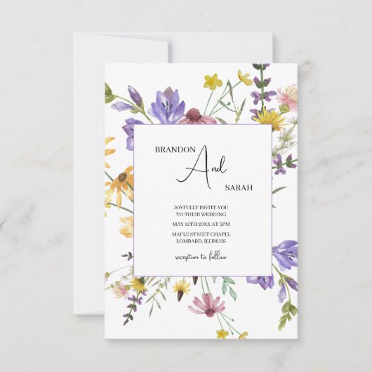 Boho Wildflower Garden White Wedding Kaart (Voorkant)