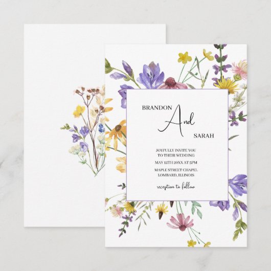 Boho Wildflower Garden White Wedding Kaart (Voorkant / Achterkant)