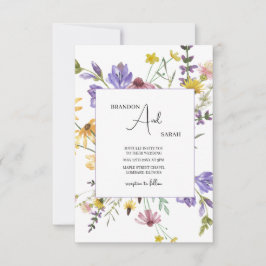 Boho Wildflower Garden White Wedding Kaart