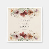Boho Wildflower gepersonaliseerde bruiloft Servet (Voorkant)