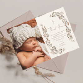 Boho Wildflower Geslacht Neutraal Foto Doop Bedankkaart