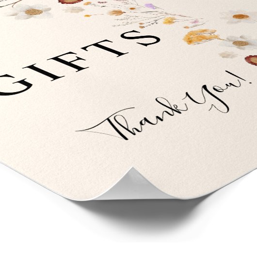 Boho Wildflower Gifts Wedding Sign Poster (Hoek)