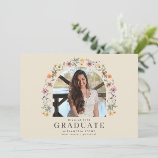 Boho Wildflower Girl High School Afstuderen (Staand voorkant)