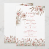 Boho Wildflower Girl Invite Kaart (Voorkant / Achterkant)