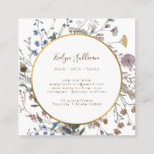 Boho wildflower gouden cirkel visitekaartje (Achterkant)