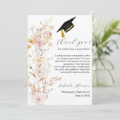 Boho Wildflower Grass Afstuderen bedankje Kaart (Staand voorkant)