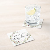 Boho Wildflower Greenery Baby shower Kartonnen Onderzetters (Insitu)