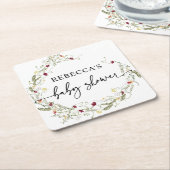 Boho Wildflower Greenery Baby shower Kartonnen Onderzetters (Schuin)