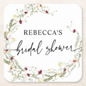 Boho Wildflower Greenery Vrijgezellenfeest Kartonnen Onderzetters (Voorkant)