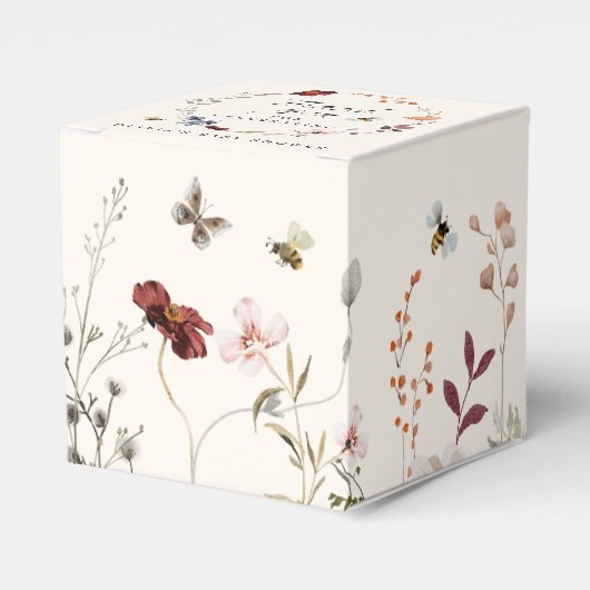 Boho Wildflower Groen Baby shower Favor Box Bedankdoosjes (Voorkant Zijde)