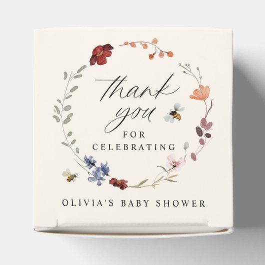 Boho Wildflower Groen Baby shower Favor Box Bedankdoosjes (Bovenkant)