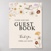 Boho Wildflower Guest Book Wedding Sign Poster (Voorkant)