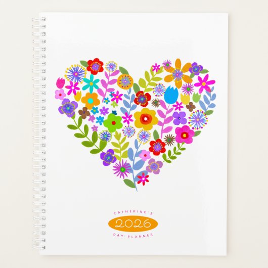 Boho Wildflower Hart 2026 Planner (Voorkant)
