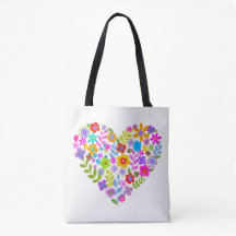 Boho Wildflower Hart Canvas tas