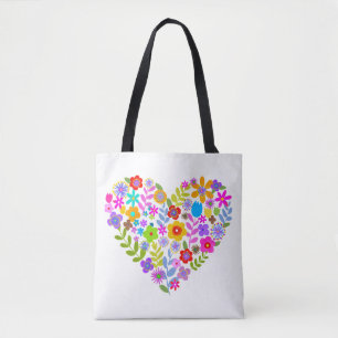 Boho Wildflower Hart Canvas tas