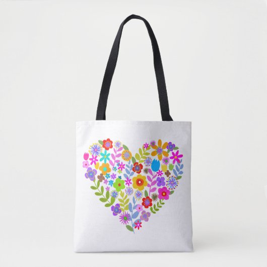 Boho Wildflower Hart Canvas tas (Voorkant)