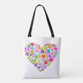 Boho Wildflower Hart Canvas tas (Achterkant)