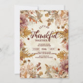 Boho Wildflower Harvest Thanksgiving Diner Kaart (Voorkant)