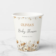 Boho Wildflower Herfst Baby shower Papieren bekers