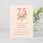 Boho Wildflower Herfst Bloem 75ste Verjaardag Kaart (Staand voorkant)