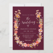 Boho Wildflower herfst bruiloft Kaart (Voorkant)