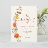 Boho Wildflower herfst bruiloft Kaart (Staand voorkant)
