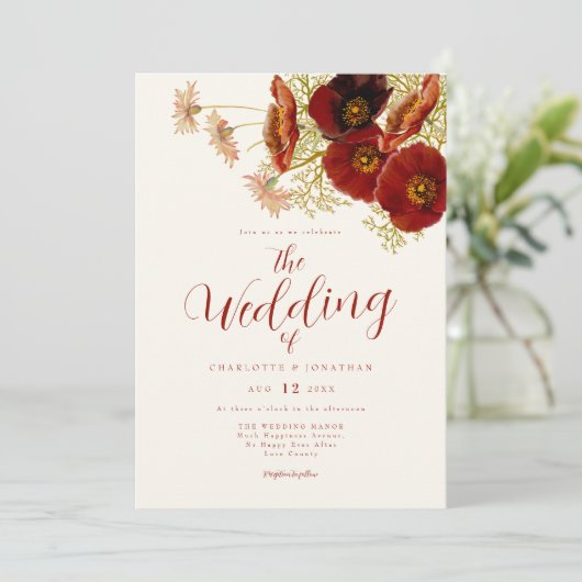 Boho Wildflower herfst bruiloft Kaart (Staand voorkant)